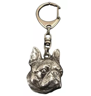 Boston Terrier - Versilberter Schlüsselanhänger mit Hund in einer Geschenkbox, Handtaschenschmuck, Rucksackanhänger der Marke Art-Dog
