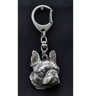 Boston Terrier - Versilberter Schlüsselanhänger mit Hund in einer Geschenkbox, Handtaschenschmuck, Rucksackanhänger der Marke Art-Dog