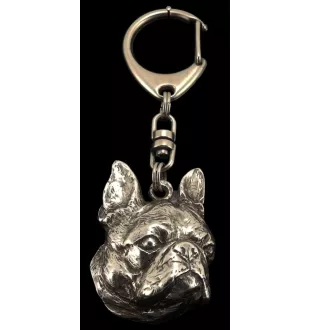 Boston Terrier, American Gentleman - Silver-plated key ring with a dog in a gift box, handbag decoration, backpack pendant by Art-Dog brand