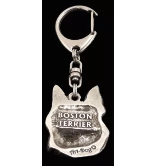 Boston Terrier, American Gentleman - Silver-plated key ring with a dog in a gift box, handbag decoration, backpack pendant by Art-Dog brand