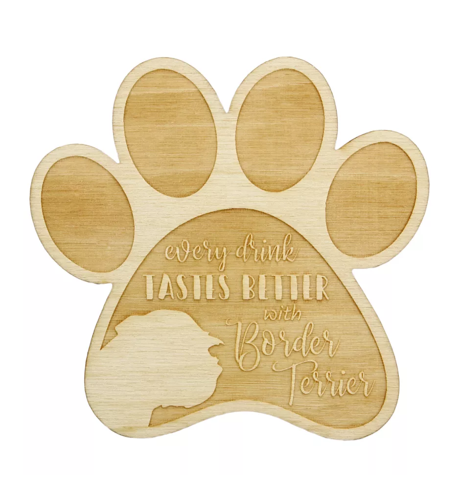 Border Terrier - Mug coaster, engraved coaster with dog, gift for dog lover by Art-Dog brand
