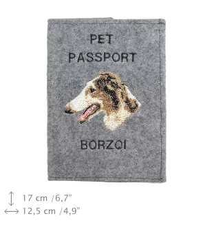 Borzoi, Russian Hunting Sighthound, Russian Wolfhound - Dog passport case, document case, gift for the traveller from the Art-Dog brand