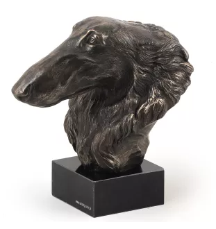 Barsoi, Russischer Jagdwindhund, Barzaia - Hundestatue, Büste auf Steinsockel, Skulptur, Trophäe für Hundeausstellung der Marke Art-Dog