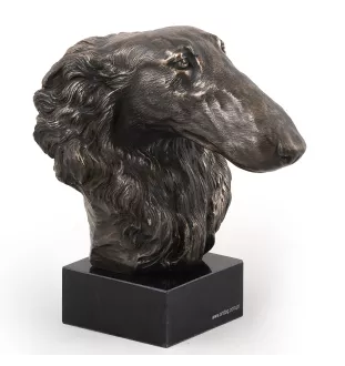 Barsoi, Russischer Jagdwindhund, Barzaia - Hundestatue, Büste auf Steinsockel, Skulptur, Trophäe für Hundeausstellung der Marke Art-Dog