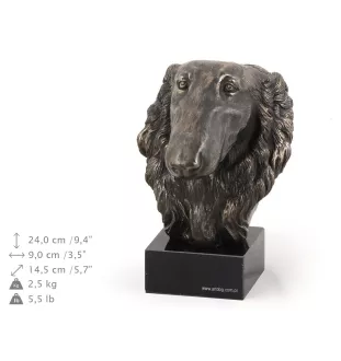 Borzoi, Russian Hunting Sighthound, Russian Wolfhound - Dog statue, bust on stone base, sculpture, trophy for dog show by Art-Dog brand