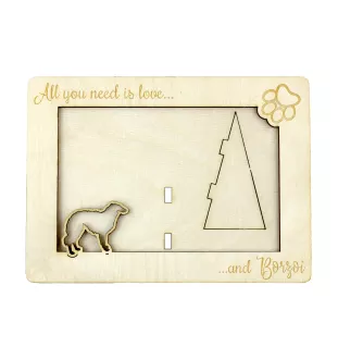 Barsoi, Russischer Jagdwindhund, Barzaia - Fotorahmen, gravierter Holzrahmen, ein schönes Gadget für den Hundeliebhaber von Art-Dog