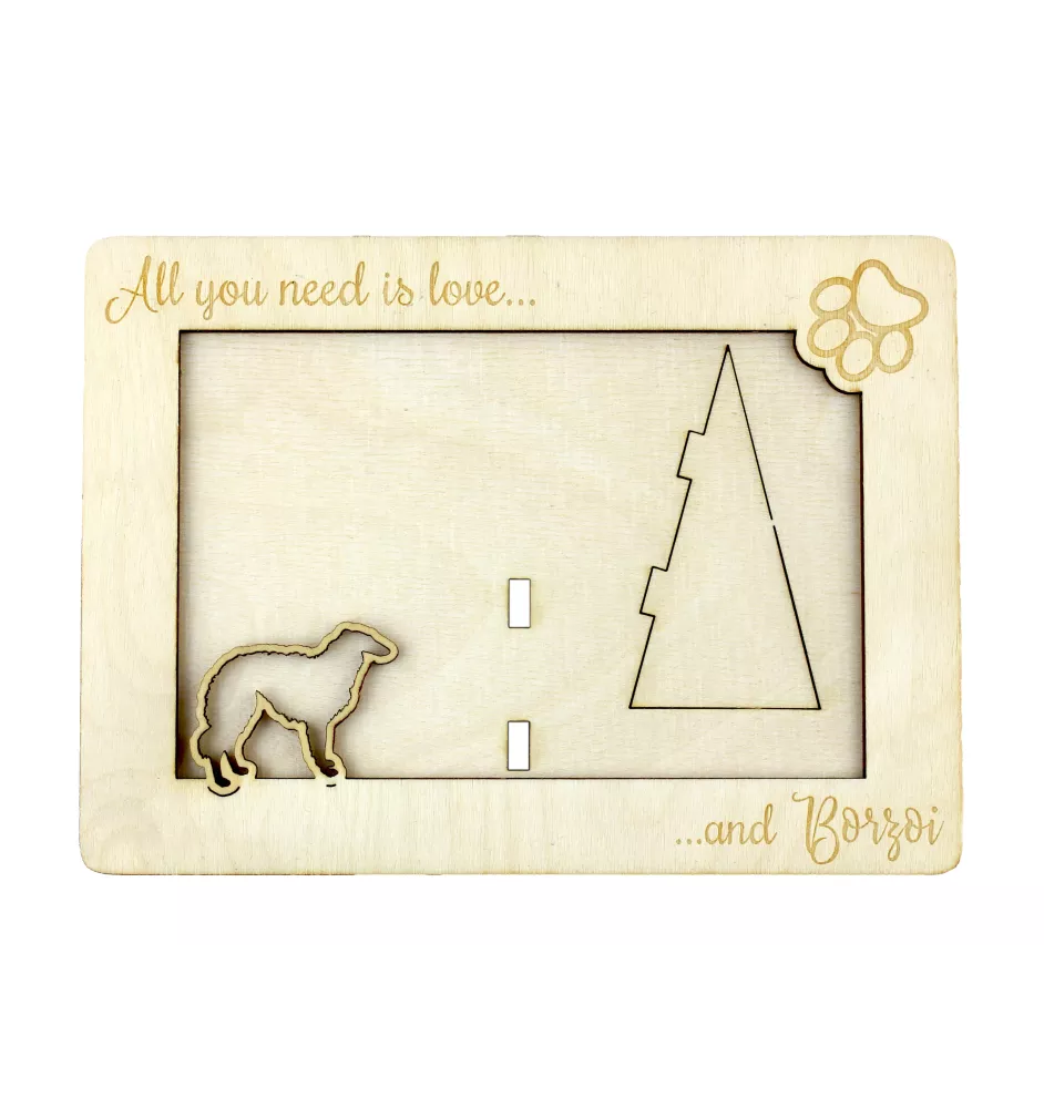 Borzoi, Russian Hunting Sighthound, Russian Wolfhound - Photo frame, engraved wooden frame, a lovely gadget for the dog lover by Art-Dog