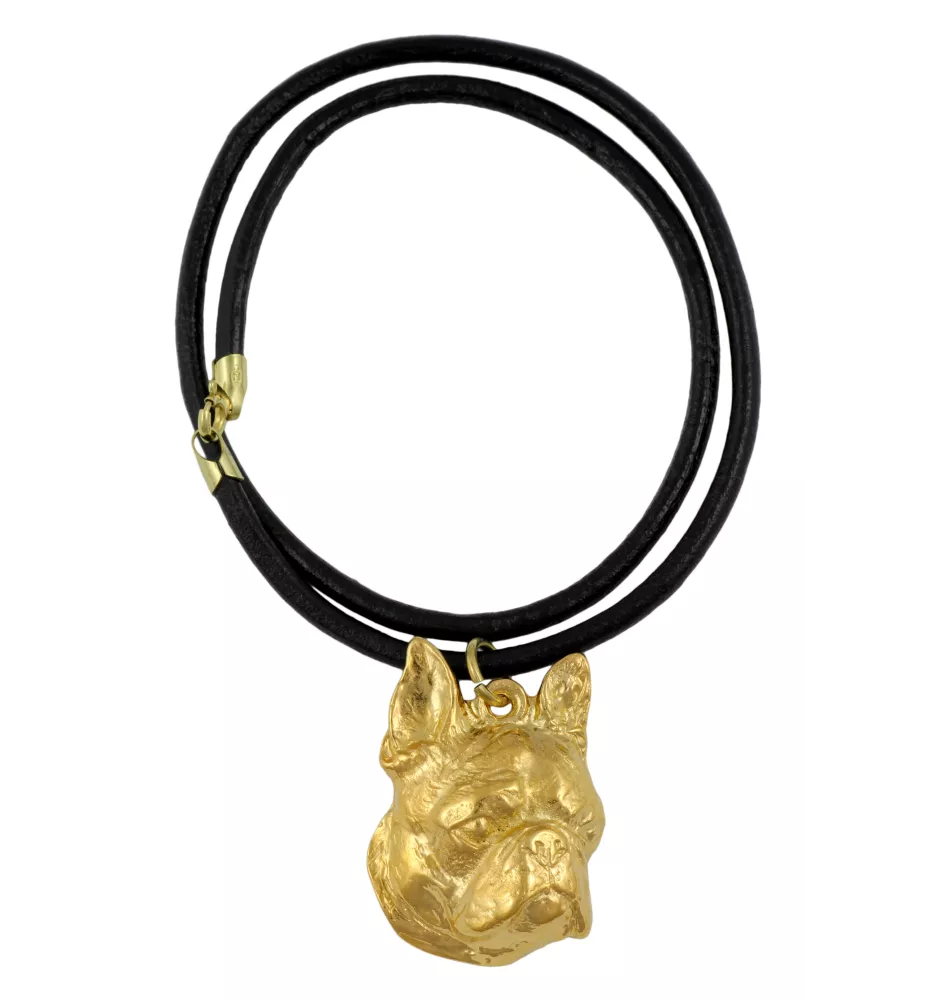 Boston Terrier - Hundehalsband, vergoldeter Anhänger für Hundefans, einzigartiger Schmuck der Marke Art-Dog