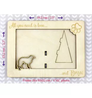 Borzoi, Russian Hunting Sighthound, Russian Wolfhound - Photo frame, engraved wooden frame, a lovely gadget for the dog lover by Art-Dog