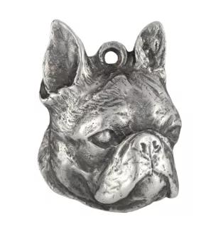 Boston Terrier - Hundehalsband in Geschenkbox, versilbertes Medaillon für Hundefans, markanter Anhänger der Marke Art-Dog