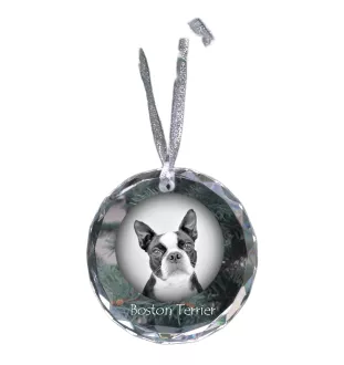 Boston Terrier - Kristallkugel mit Foto, Hundebild im Kristall, personalisierter Christbaumschmuck von Art-Dog.