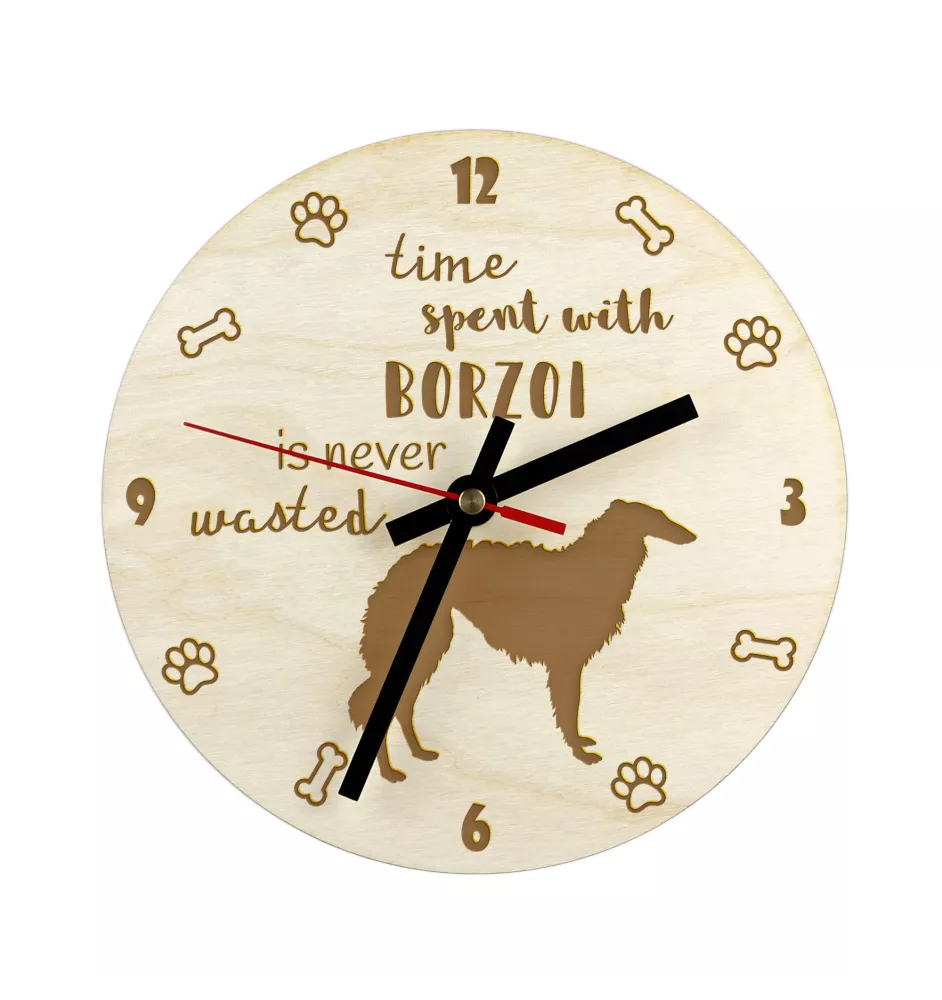 Barzoi, Levrier De Chasse Russe, Lévrier russe - horloge avec chien, horloge en bois avec gravure, horloge personnalisée par Art-Dog