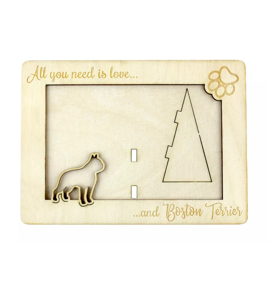 Boston Terrier, American Gentleman - Photo frame, engraved wooden frame, a lovely gadget for the dog lover by Art-Dog