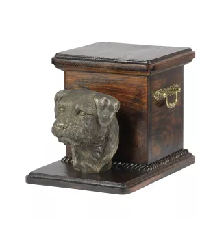 Border Terrier - urne pour les cendres d'un chien avec une statuette, une urne élégante pour chien, une urne exceptionnelle avec un buste de chien de la marque Art-Dog
