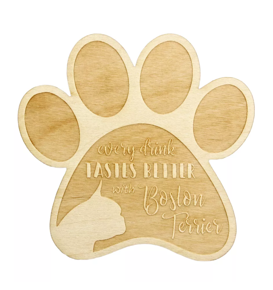 Boston Terrier - Tasse Untersetzer, graviert Untersetzer mit Hund, Geschenk für Hundeliebhaber von Art-Dog Marke