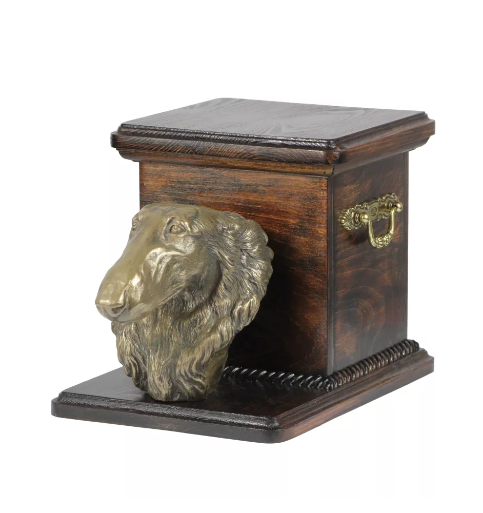 Chart rosyjski borzoj urna wykonana z drewna z psem Art-Dog