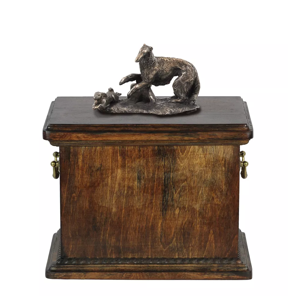 Borzoi, Russian Hunting Sighthound, Russian Wolfhound - urn for the ashes of a dog, urn with a statuette, elegant urn in the classic style of the Art-Dog brand