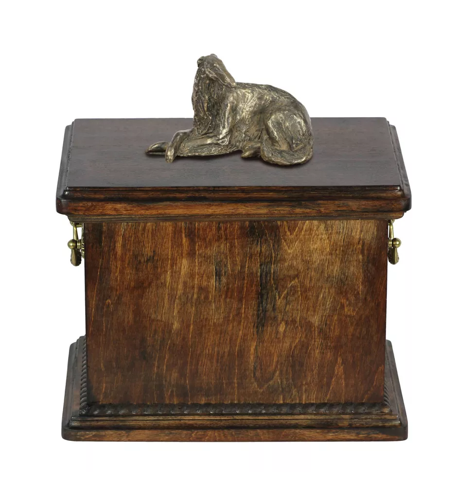 Barsoi, Russischer Jagdwindhund, Barzaia I eine Urne für die Asche des Hundes, eine Urne mit einer Statue, eine elegante Urne im klassischen Stil der Marke Art-Dog