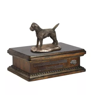 Border Terrier urne in Hundeasche, personalisierte Urne mit Statue, Holzurne mit Hund von Art-Dog