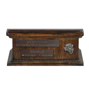 Border Terrier - urne pour cendres de chien, urne personnalisée avec une statuette, urne en bois avec un chien de la marque Art-Dog