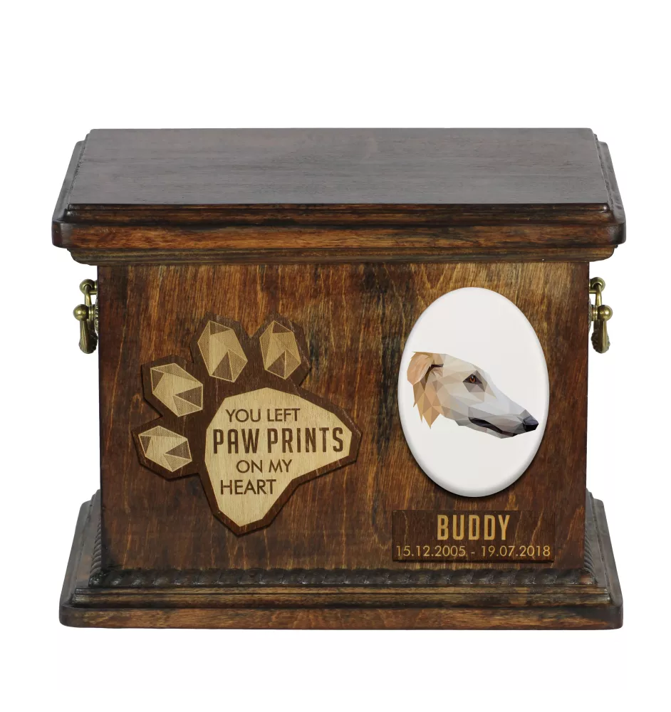 Borzoi, Russian Hunting Sighthound, Russian Wolfhound - urn for dog ashes, personalized urn with engraving, commemorative box for dog ashes by Art-Dog brand