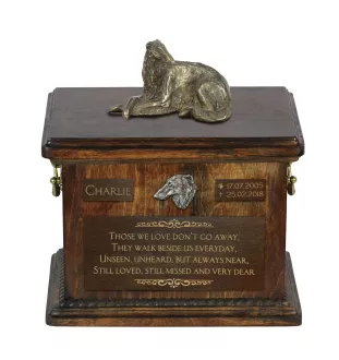 Barsoi, Russischer Jagdwindhund, Barzaia II - Eine Urne für die Asche eines Hundes, eine Urne mit einer Statue, eine personalisierte Hundeurne von der Marke Art-Dog.