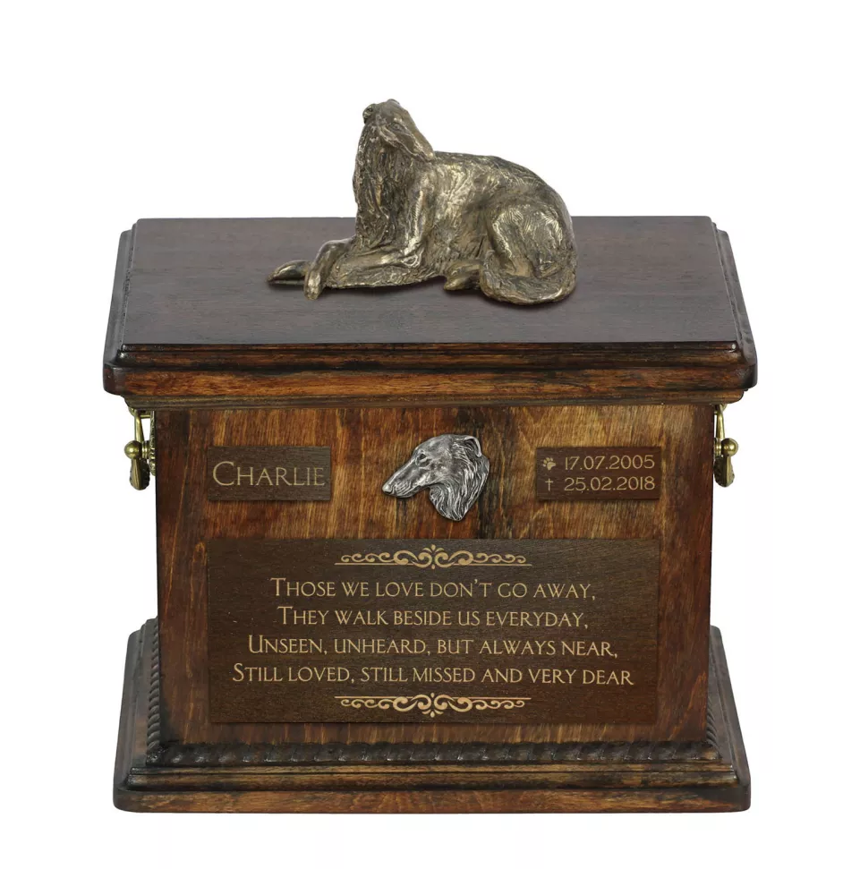 Borzoi, Russian Hunting Sighthound, Russian Wolfhound II - urn for dog ashes, urn with a statuette, personalized urn for dog ashes by Art-Dog brand