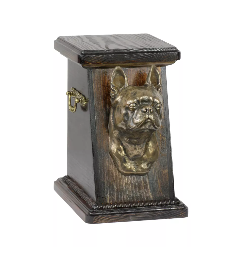 Boston Terrier urna drewniana z psem Art-Dog