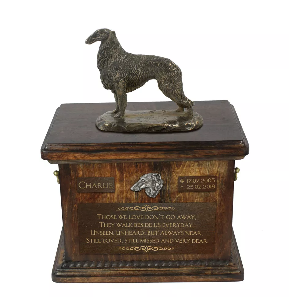 Borzoi, Russian Hunting Sighthound, Russian Wolfhound IV - urn for dog ashes, urn with a statuette, personalized urn for dog ashes by Art-Dog brand
