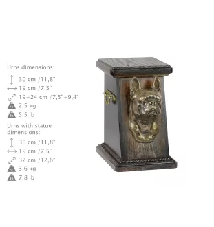 Boston Terrier, American Gentleman - urn for dog ashes, elegant urn with a statue, commemorative urn with a bust of a dog by Art-Dog brand