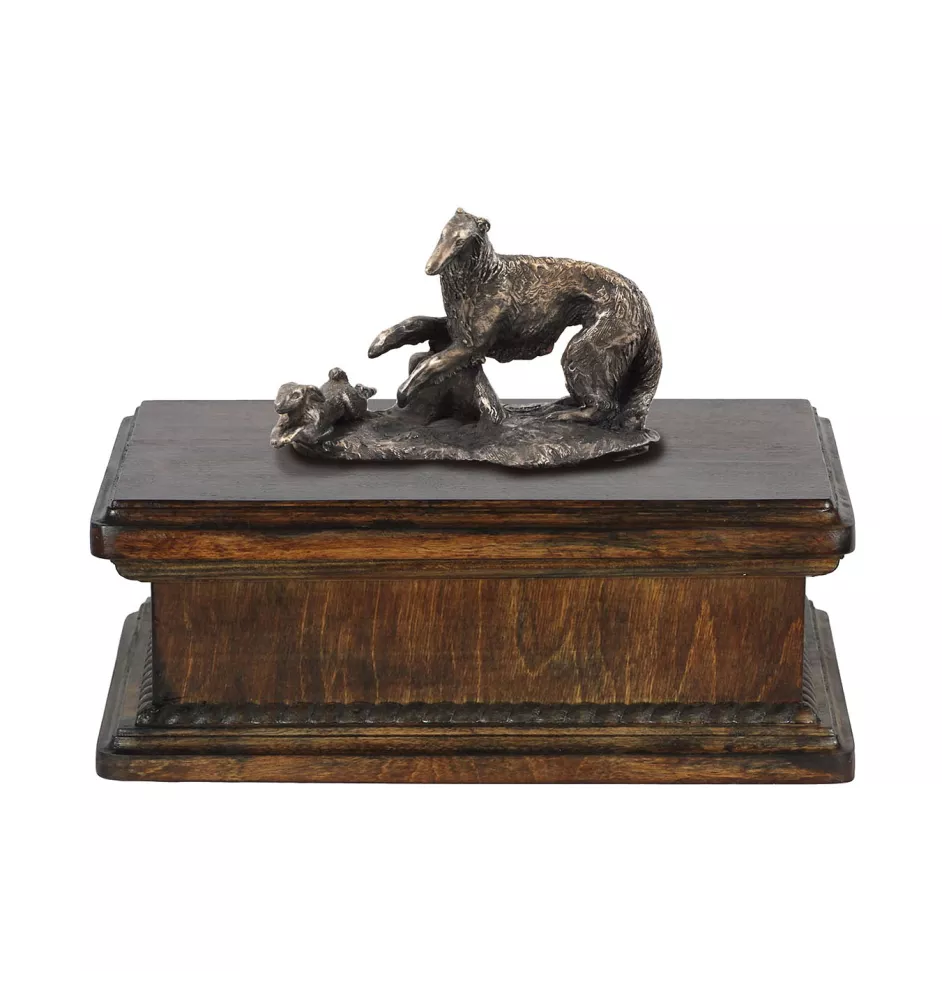 Borzoi, Russian Hunting Sighthound, Russian Wolfhound - urn for dog ashes, classic urn with a statuette, elegant urn with a dog by Art-Dog brand