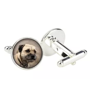 Border Terrier spinka do mankietów w pudełku ze zdjęciem Art-Dog
