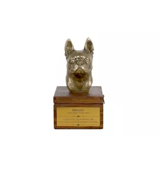 Terrier de Boston, Boston Terrier - urne pour les cendres du chien avec une statuette, petite urne pour chien, urne personnalisée avec le buste du chien de la marque Art-Dog