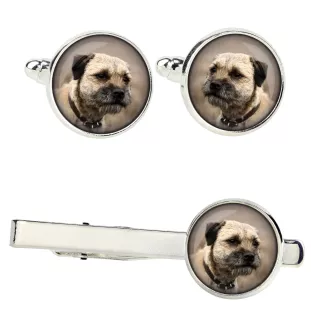 Border Terrier Ärmelknöpfe und Krawatte mit Ihrem Foto, Anzugaccessoire, Herrenschmuck der Marke Art-Dog