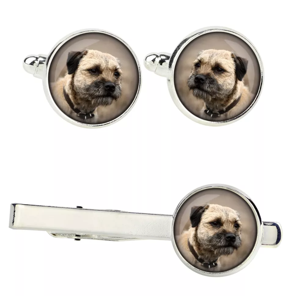 Border Terrier - cufflinks and tie with your photo, a suit decoration, men's jewelry from the Art-Dog brand.