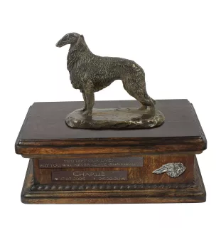 Barsoi, Russischer Jagdwindhund, Barzaia IV urne in Hundeasche, personalisierte Urne mit Statue, Holzurne mit Hund von Art-Dog