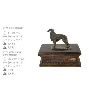 Borzoi, Russian Hunting Sighthound, Russian Wolfhound IV - urn for dog ashes, personalized urn with a statue, wooden urn with a dog by Art-Dog brand