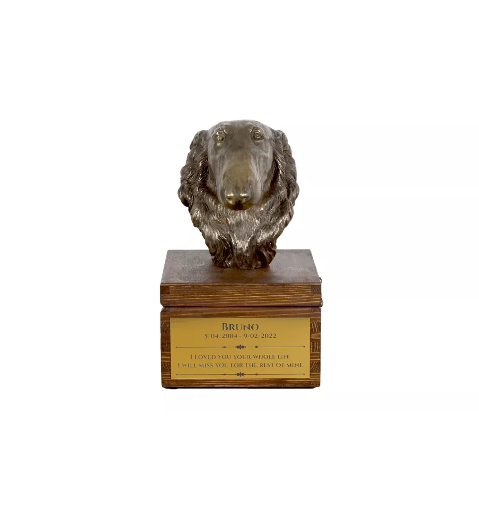 Borzoi, Russian Hunting Sighthound, Russian Wolfhound - urn for dog ashes with a statuette, small urn for a dog, personalized urn with a bust of a dog by Art-Dog brand
