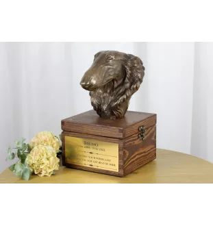 Borzoi, Russian Hunting Sighthound, Russian Wolfhound - urn for dog ashes with a statuette, small urn for a dog, personalized urn with a bust of a dog by Art-Dog brand
