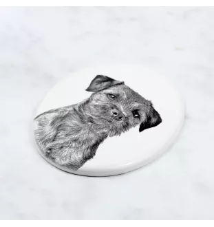 Border Terrier - Gedenktafel mit einem Foto eines Hundes, Grabplatte mit Druck, personalisierte ovale Platte der Marke Art-Dog