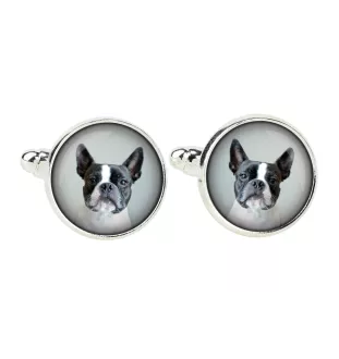 Boston Terrier, American Gentleman - cufflinks and tie with your photo, a suit decoration, men's jewelry from the Art-Dog brand.