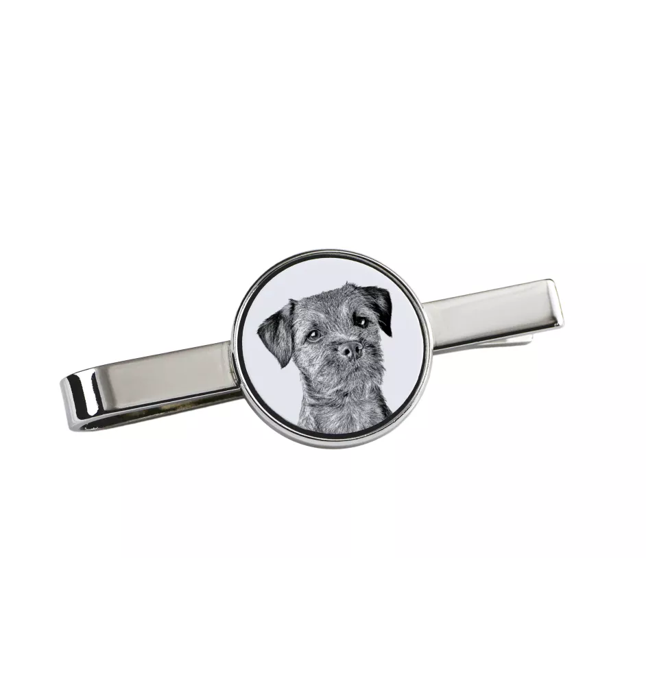 Border Terrier spinka do krawatu z psem Art-Dog