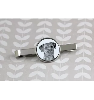 Border Terrier spinka do krawatu z psem Art-Dog