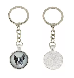 Boston Terrier, American Gentleman - keychain in a box, own photo, keychain pendant from Art-Dog brand