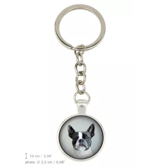 Boston Terrier, American Gentleman - keychain in a box, own photo, keychain pendant from Art-Dog brand