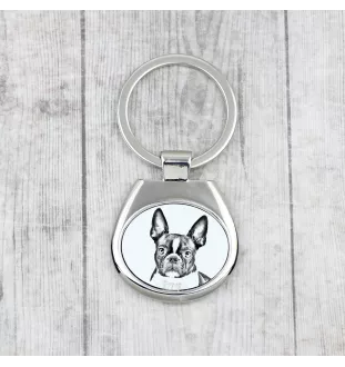 Terrier de Boston, Boston Terrier - porte-clés avec chien, porte-clés imprimé, breloque personnalisée de la marque Art-Dog