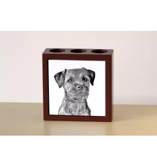 Border Terrier - Stifthalter mit Hund, Schreibtischorganizer mit Aufdruck, personalisierte Schreibtischdekoration der Marke Art-Dog