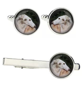 Barsoi, Russischer Jagdwindhund, Barzaia Ärmelknöpfe und Krawatte mit Ihrem Foto, Anzugaccessoire, Herrenschmuck der Marke Art-Dog