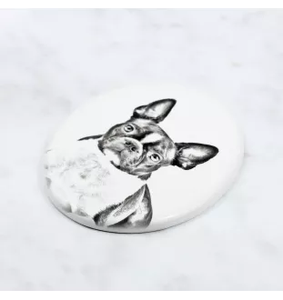 Terrier de Boston, Boston Terrier - une plaque commémorative avec une photo de chien, une plaque funéraire avec une impression, une plaque ovale personnalisée de la marque Art-Dog