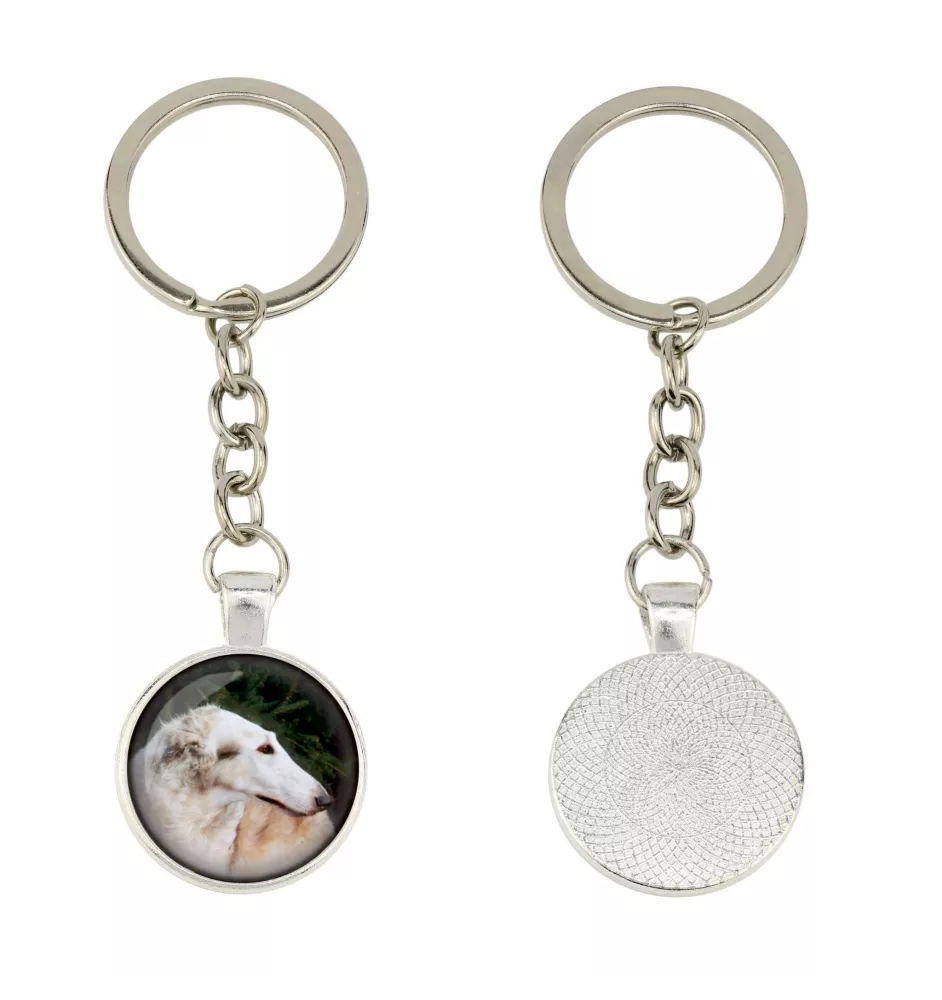 Borzoi, Russian Hunting Sighthound, Russian Wolfhound - keychain in a box, own photo, keychain pendant from Art-Dog brand